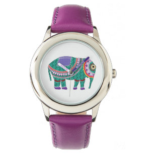 Schöner Verzierter Elefant Armbanduhr