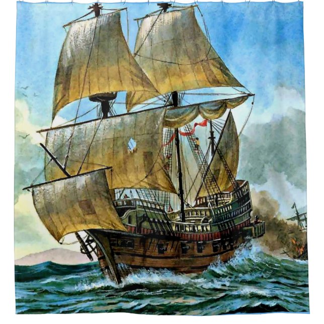 schöner vierstündiger Schiffsdruck Duschvorhang (Vorderseite)