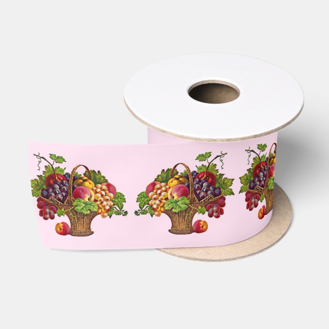 schöner Viktorianischer Obstkorbdruck Satinband (Spule)