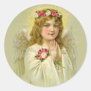 Schöner Vintager Engel Praing Rosary Runder Aufkleber