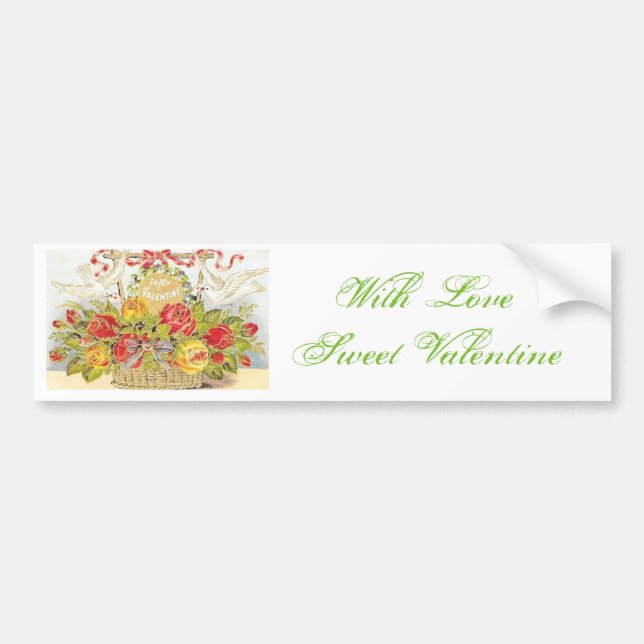 Schöner Vintager Korb mit Doves & Rose Autoaufkleber (Vorne)