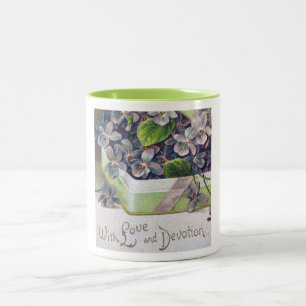 Schöner Vintager Valentine-Rosen-Blumenstrauß Zweifarbige Tasse
