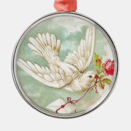 SCHÖNER Vintager Viktorianischer Taubenbrief Silbernes Ornament