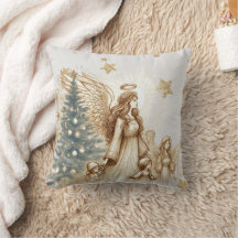 Schöner Vintager Wächter Engel mit Kindern