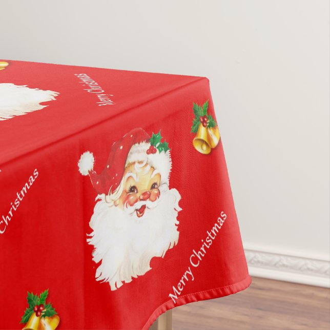 Schöner Vintager Weihnachtsmann & Bells auf Rot Tischdecke (Beispiel)
