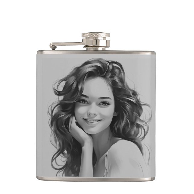 Schöner Vinyl Wrapped Flask Flachmann (Vorderseite)