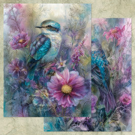 SCHÖNER VOGEL IM GARTEN-SCRAPBOOK-PAPER