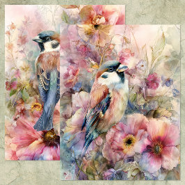 SCHÖNER VOGEL IM GARTEN-SCRAPBOOK-PAPIER