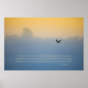 Schöner Vogel in Wolken mit spirituellem Zitat Poster