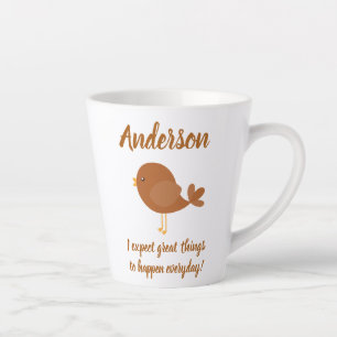 Schöner Vogel mit positiver Aussage Milchtasse