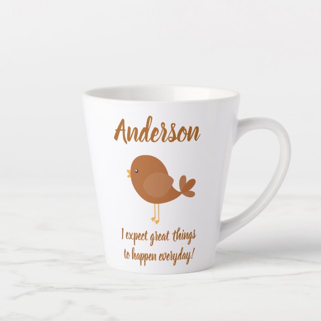 Schöner Vogel mit positiver Aussage Milchtasse (Rechts)