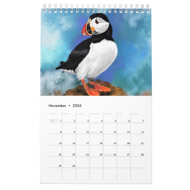 Schöner Vogelkalender - Malerei Kalender (Nov 2026)