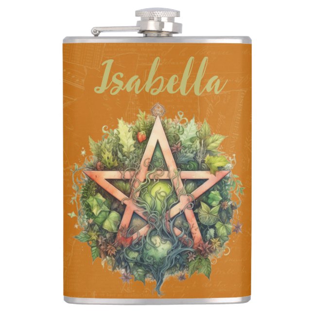 Schöner Wald Pagan Pentagram Flachmann (Vorderseite)
