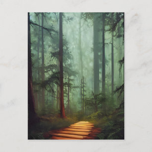 Schöner Waldweg Digitale Kunst Postkarte