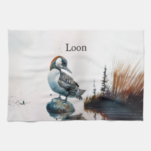 schöner Wallon auf einem Felsen in Aquarell Geschirrtuch