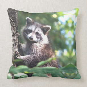 Schöner Waschbär im Dschungel Kissen