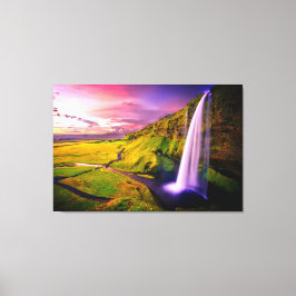 Schöner Wasserfall bei Sonnenuntergang Naturfotogr Leinwanddruck