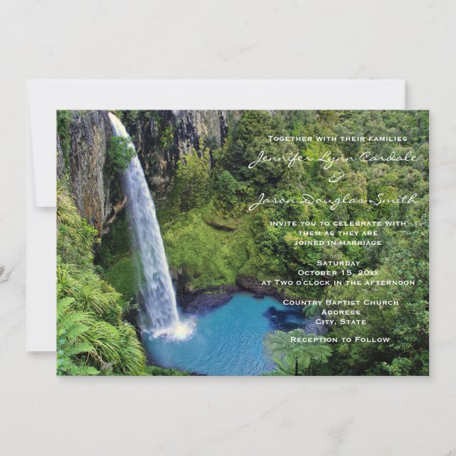 Schöner Wasserfall-Hochzeits-Einladungen im Freien Einladung (Vorderseite)