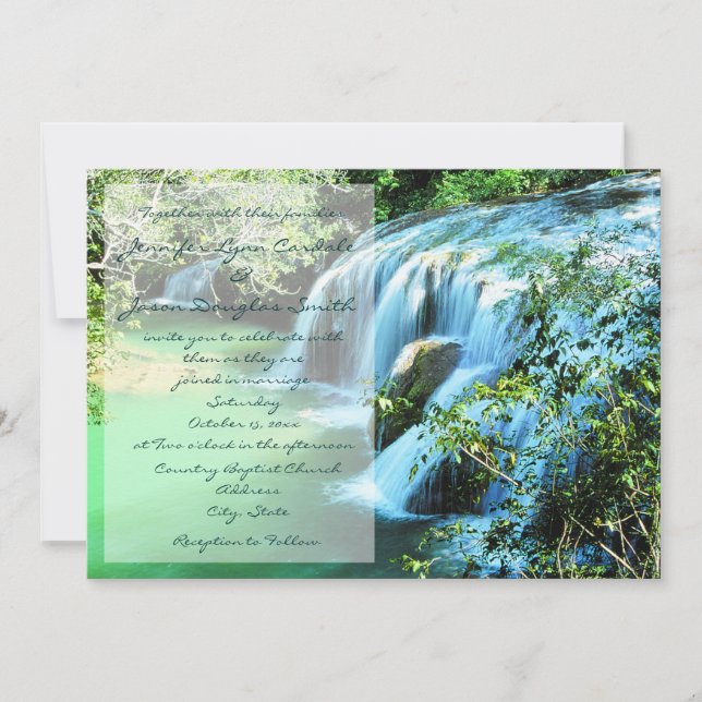 Schöner Wasserfall-Hochzeits-Einladungen im Freien Einladung (Vorderseite)
