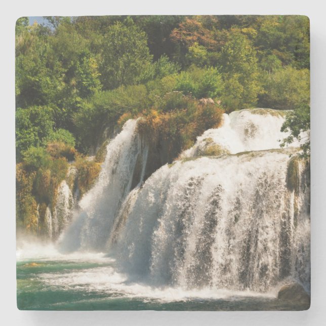 Schöner Wasserfall & Strom im Wald Steinuntersetzer (Vorderseite)