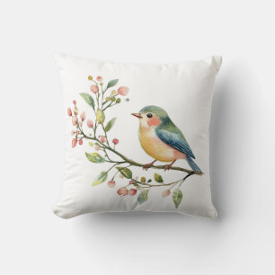 Schöner Wasserfarben-Vogel Kissen