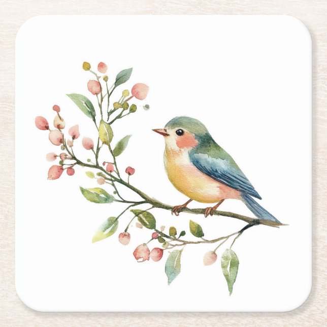 Schöner Wasserfarben-Vogel Rechteckiger Pappuntersetzer (Vorderseite)