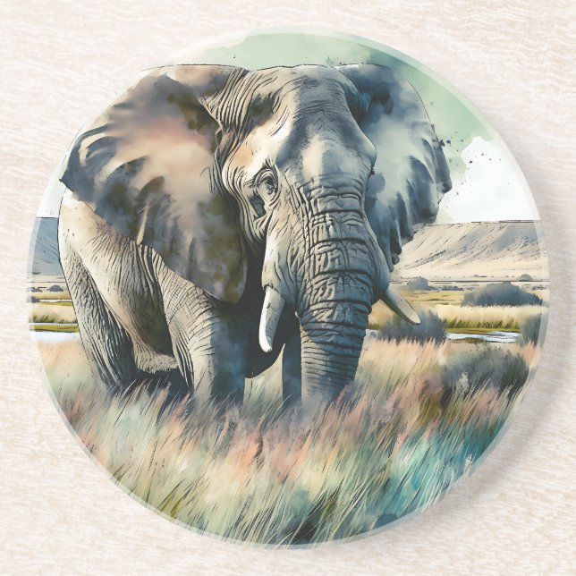 Schöner Wasserfarbenelephant Getränkeuntersetzer (Vorne)