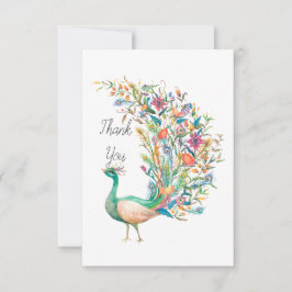Schöner, wasserfarbener Pfau Dankeskarte