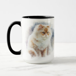 SCHÖNER WASSERFARBFLUSS ANGORA CAT TASSE