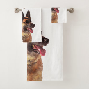 Schöner Watercolo Schäferhund Badhandtuch Set