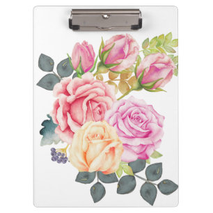 Schöner Watercolor-Blumenstrauß der rosa Klemmbrett