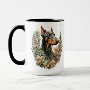SCHÖNER WATERCOLOR DOBERMAN PINSCHER DOG TASSE