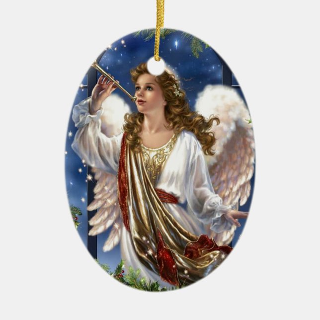 Schöner Weihnachtsangel Keramik Ornament (Vorne)