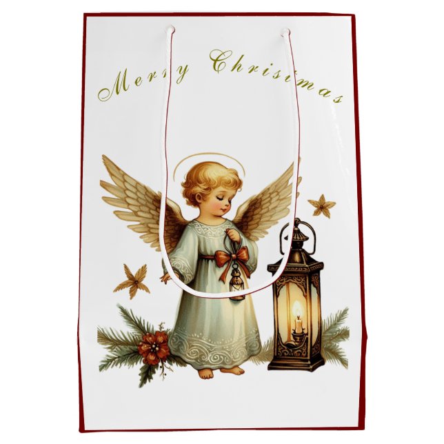 Schöner Weihnachtsangel Mittlere Geschenktüte (Rückseite)