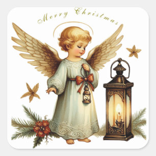 Schöner Weihnachtsangel Quadratischer Aufkleber