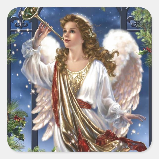 Schöner Weihnachtsangel Quadratischer Aufkleber (Vorderseite)