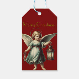 Schöner Weihnachtsangel und Lattern Geschenkanhänger