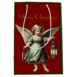 Schöner Weihnachtsangel und Lattern Mittlere Geschenktüte