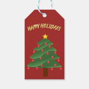 Schöner Weihnachtsbaum auf rotem Geschenk-Anhänger Geschenkanhänger