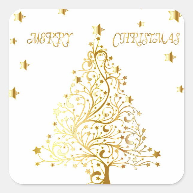 Schöner Weihnachtsbaum aus sternhartem Metall Quadratischer Aufkleber (Vorderseite)