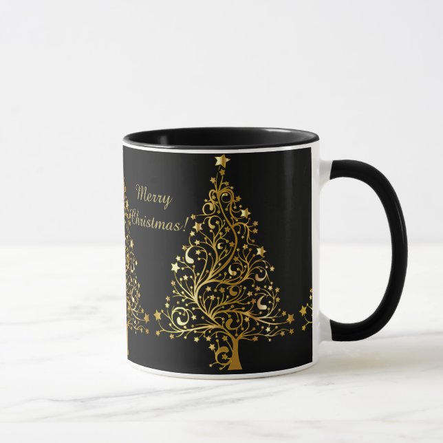 Schöner Weihnachtsbaum aus sternhartem Metall Tasse (Rechts)