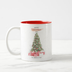 Schöner Weihnachtsbaum Wasserfarbe Urlaub Kunst Zweifarbige Tasse