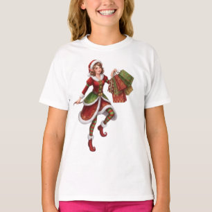 Schöner Weihnachtself auf einem festlichen Einkauf T-Shirt