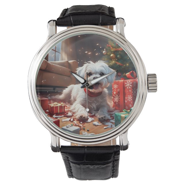 Schöner Weihnachtsjunge, Niedlich, lustig, Cartoon Armbanduhr (Vorderseite)