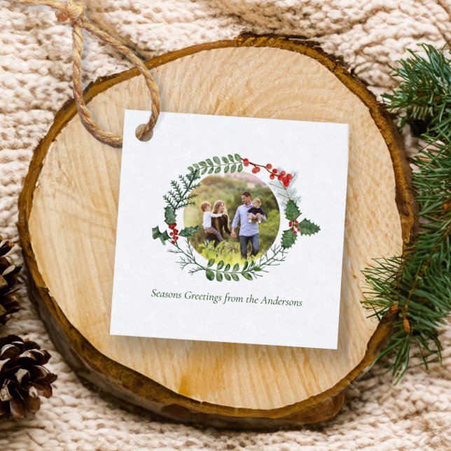 Schöner Weihnachtskranz in Rot und Grün Geschenkanhänger (Von Creator hochgeladen)