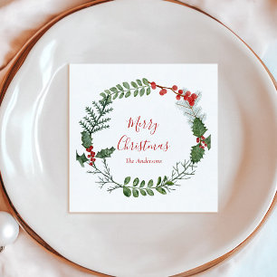 Schöner Weihnachtskranz in Rot und Grün Serviette