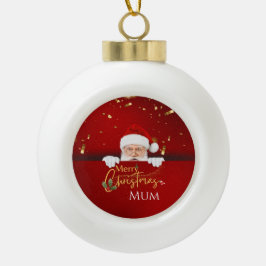 Schöner Weihnachtsmann Frohe Weihnachtsstext Custo Keramik Kugel-Ornament