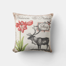 Schöner Weihnachtsmann, Rentier, Vogel, Amaryllis  Kissen