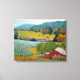 Schöner Weinberg mit farbenfroher Roter Blues Yell Leinwanddruck