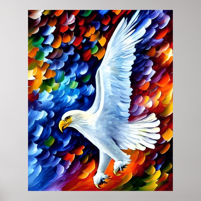Schöner weißer Adler in Flight Painting Poster (Vorne)